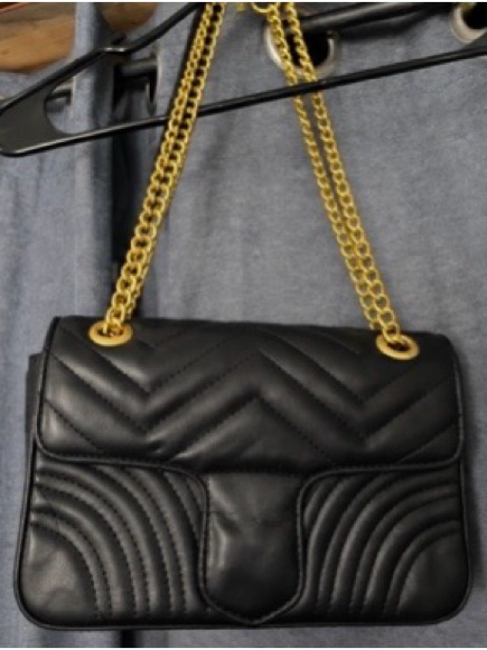 Quilted Black Leather Chain-Handle Shoulder Bag